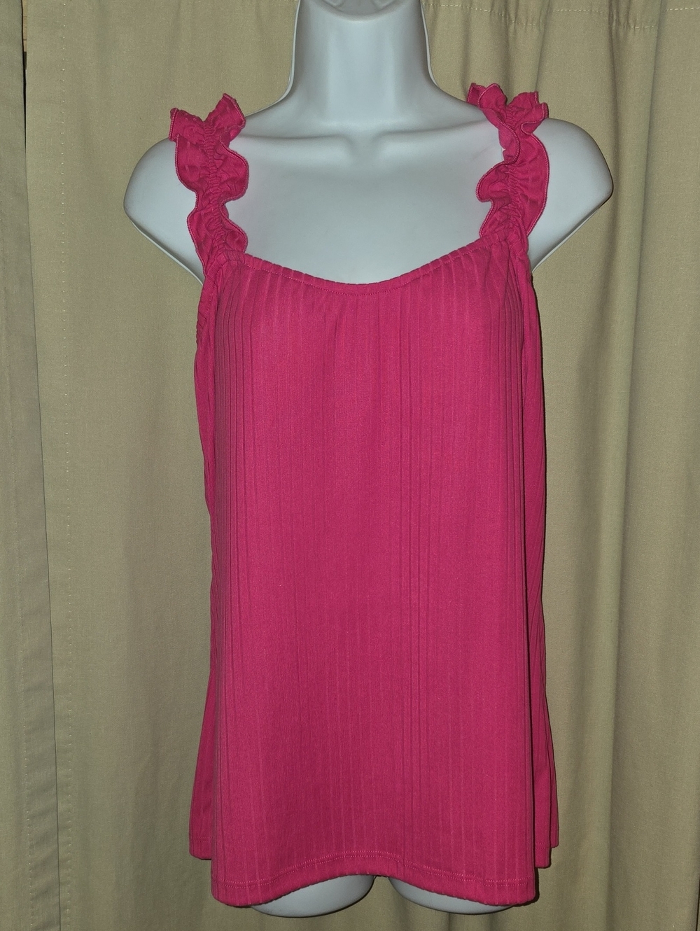 white birch Hot Pink Ruffled Strap Camisole
